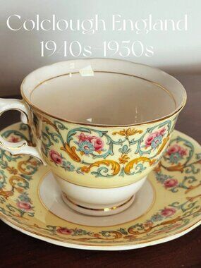 Vintage Colclough 6741 Yellow Floral Footed Teacup Saucer